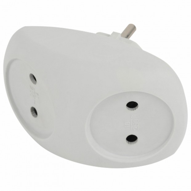 Сетевой разветвитель ЭРА SPx-2-W, 2 розетки, без заземления, 10 А, белый Сетевой разветвитель ЭРА SPx-2-W, 2 розетки, без заземления, 10 А, белый