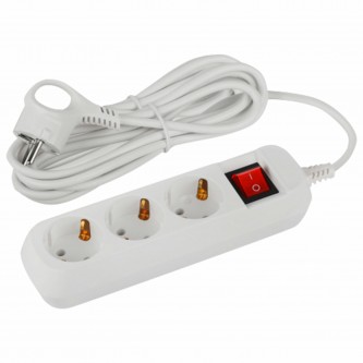 Удлинитель ЭРА UDL-10 Greenline, 3 розетки, с заземлением, с выключателем, 10 А, 5 м, белый, UDL-10-350-ES Удлинитель ЭРА UDL-10 Greenline, 3 розетки, с заземлением, с выключателем, 10 А, 5 м, белый, UDL-10-350-ES