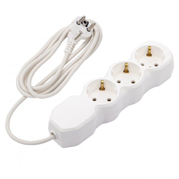 Удлинитель У10-003 3 розетки, с заземлением, 10 А, 1,8 м, белый, 7032