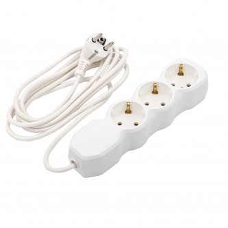 Удлинитель У10-003 3 розетки, с заземлением, 10 А, 3 м, белый, 6696 Удлинитель У10-003 3 розетки, с заземлением, 10 А, 3 м, белый, 6696