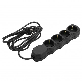 Удлинитель У10-004 4 розетки, с заземлением, 10 А, 3 м, черный, 6882 Удлинитель У10-004 4 розетки, с заземлением, 10 А, 3 м, черный, 6882