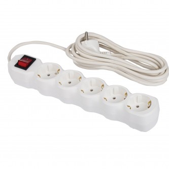 Сетевой фильтр СУ10-005 5 розеток, с заземлением, выключатель, 10 А, 5 м, белый, 7040 Сетевой фильтр СУ10-005 5 розеток, с заземлением, выключатель, 10 А, 5 м, белый, 7040
