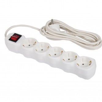 Сетевой фильтр СУ10-005 5 розеток, с заземлением, выключатель, 16 А, 3 м, белый, 7044 Сетевой фильтр СУ10-005 5 розеток, с заземлением, выключатель, 16 А, 3 м, белый, 7044