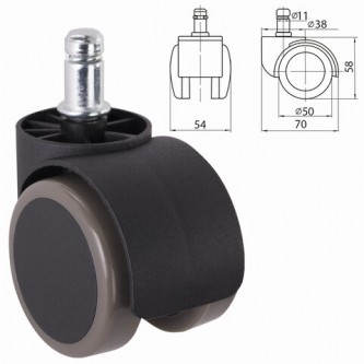 Колеса (ролики) для кресла, комплект 5 шт., прорезиненные, шток d - 11 мм, цвет черный Колеса (ролики) для кресла, комплект 5 шт., прорезиненные, шток d - 11 мм, цвет черный