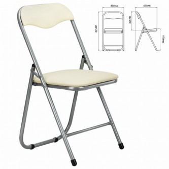 Стул складной для дома и офиса РС04, серебристый каркас, кожзам бежевый Стул складной для дома и офиса РС04, серебристый каркас, кожзам бежевый