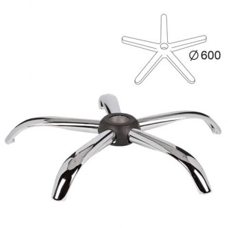 Пятилучие для кресла, нагрузка до 120 кг, диаметр 600 мм, металлическое, хром, 533051 Пятилучие для кресла, нагрузка до 120 кг, диаметр 600 мм, металлическое, хром, 533051