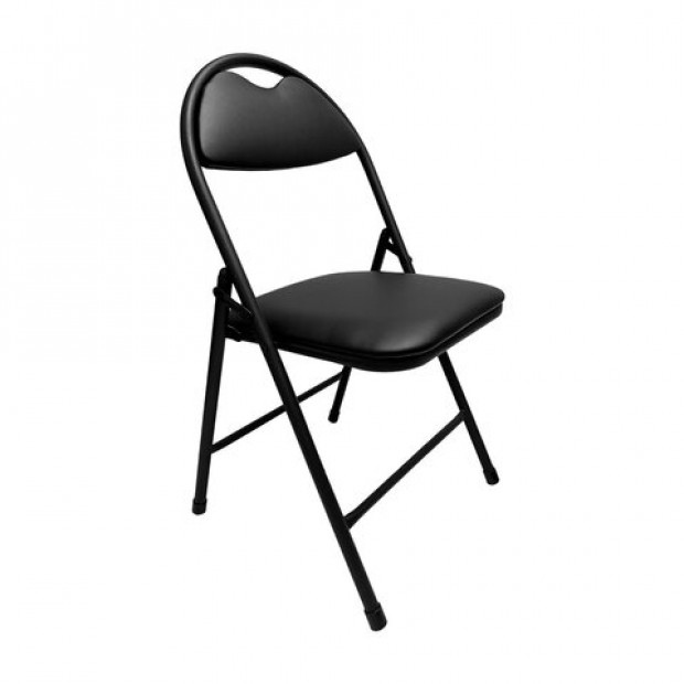 Стул складной для дома и офиса РС94, черный каркас, экокожа черный Стул складной для дома и офиса РС94, черный каркас, экокожа черный