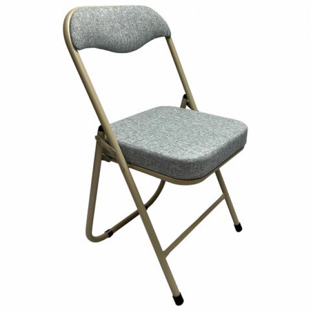 Стул складной для дома и офиса РС04К комфорт, бежевый перламутровый каркас, рогожка бежевая Стул складной для дома и офиса РС04К комфорт, бежевый перламутровый каркас, рогожка бежевая