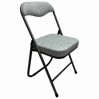 Стул складной для дома и офиса РС04К комфорт, черный каркас, рогожка светло-серая