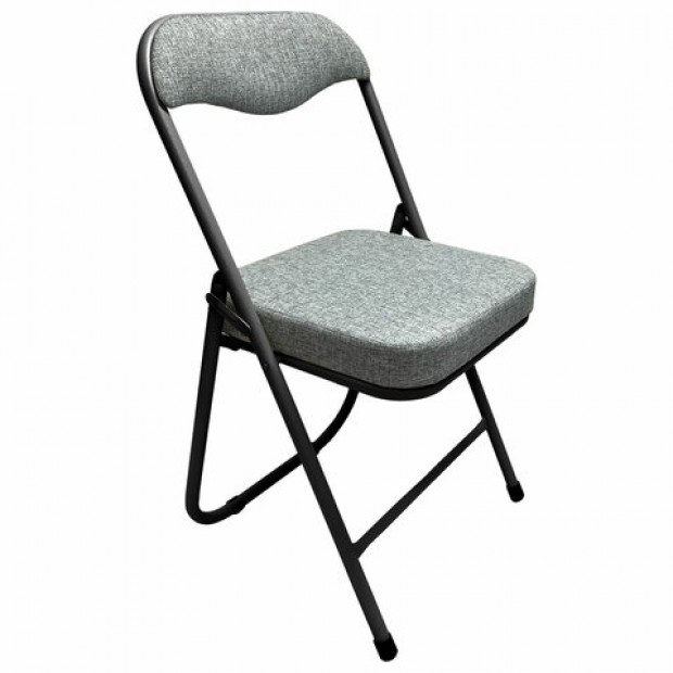 Стул складной для дома и офиса РС04К комфорт, черный каркас, рогожка светло-серая Стул складной для дома и офиса РС04К комфорт, черный каркас, рогожка светло-серая