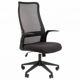 Кресло офисное Chairman CH 573, сетка/ткань, черное, ш/к 53342, 7134740