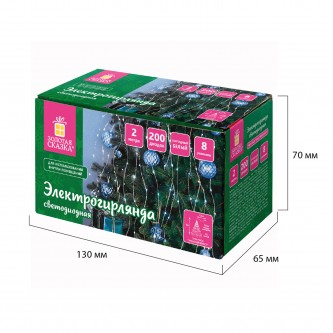 Электрогирлянда-конский хвост комнатная, 2м, 200LED, холодный белый, 220V, ЗОЛОТАЯ СКАЗКА, 591366