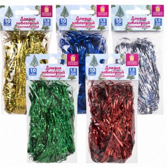 Дождик новогодний голография, ширина 10 см, длина 1,5 м, ассорти 5 цветов, ЗОЛОТАЯ СКАЗКА, 592287 Дождик новогодний голография, ширина 10 см, длина 1,5 м, ассорти 5 цветов, ЗОЛОТАЯ СКАЗКА, 592287