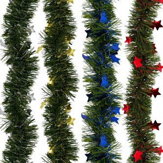 Мишура (1 штука) с декором, диаметр 70 мм, длина 2 м, матовая, ассорти 4 дизайна, ЗОЛОТАЯ СКАЗКА, 592424