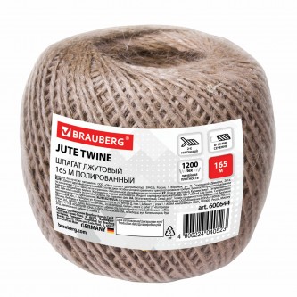 Шпагат джутовый банковский полированный, длина 165 м, диаметр 1,5 мм, линейная плотность 1200 текс, BRAUBERG, 600644 Шпагат джутовый банковский полированный, длина 165 м, диаметр 1,5 мм, линейная плотность 1200 текс, BRAUBERG, 600644