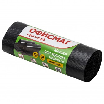 Мешки для мусора 120 л черные в рулоне 10 шт. прочные, ПНД 25 мкм, 70х110 см, ОФИСМАГ, 601389 Мешки для мусора 120 л черные в рулоне 10 шт. прочные, ПНД 25 мкм, 70х110 см, ОФИСМАГ, 601389