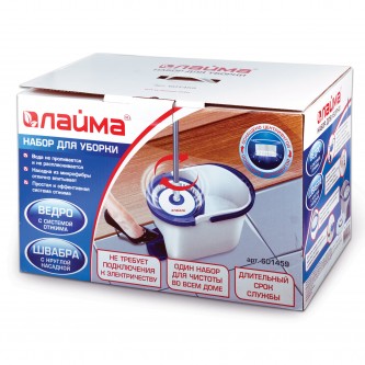 Комплект для уборки: швабра, ведро 11 л/5 л с отжимом и педалью, круглая насадка-липучка, LAIMA, 601459 Комплект для уборки: швабра, ведро 11 л/5 л с отжимом и педалью, круглая насадка-липучка, LAIMA, 601459