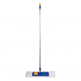 Швабра с флаундером 40 см, черенок 120 см, резьба 1,6 см, МОП микрофибра/абразив, карманы (ТИП К), LAIMA, 601461