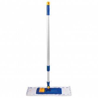 Швабра с флаундером 40 см, телескопический черенок 130 см, резьба 1,6 см, микрофибра/абразив (ТИП К), LAIMA, 601462