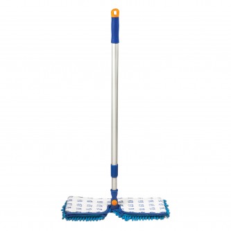Швабра двусторонняя 40 см, телескопический черенок 130 см (алюминий), резьба 1,6 см, микрофибра, LAIMA, 601465