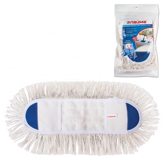 Насадка МОП плоская 40 см для швабры-рамки, карманы, хлопок, LAIMA, 601481 Насадка МОП плоская 40 см для швабры-рамки, карманы, хлопок, LAIMA, 601481
