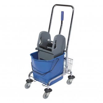Тележка уборочная BRABIX, 1 съемное ведро 25 л, механический отжим, корзина, металлический каркас, синяя, 601498 Тележка уборочная BRABIX, 1 съемное ведро 25 л, механический отжим, корзина, металлический каркас, синяя, 601498