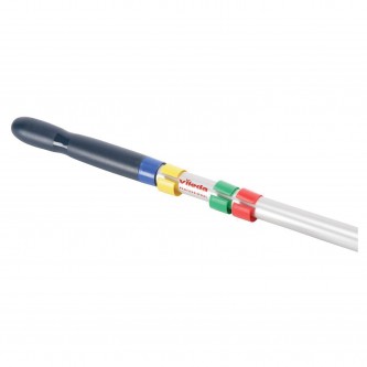 Черенок рукоятка для уборочного инвентаря 150 см, без резьбы, 4 цветных кольца, ТИП B (d=2,5 см), алюминий, VILEDA Черенок рукоятка для уборочного инвентаря 150 см, без резьбы, 4 цветных кольца, ТИП B (d=2,5 см), алюминий, VILEDA