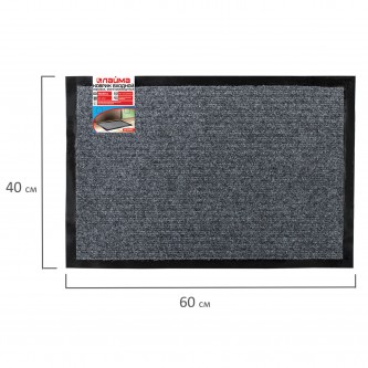 Коврик входной ворсовый влаго-грязезащитный 40х60 см, толщина 7 мм, ребристый, серый, LAIMA, 602861 Коврик входной ворсовый влаго-грязезащитный 40х60 см, толщина 7 мм, ребристый, серый, LAIMA, 602861
