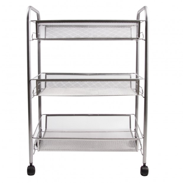 Этажерка (тележка) BRABIX офисно-бытовая 3 яруса, на колесах, металл, серебристая, 43,5х26х62,5 см, 603752 Этажерка (тележка) BRABIX офисно-бытовая 3 яруса, на колесах, металл, серебристая, 43,5х26х62,5 см, 603752
