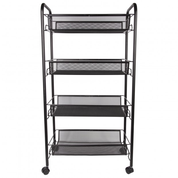 Этажерка (тележка) BRABIX офисно-бытовая 4 яруса, на колесах, металл, черная, 43,5х26х83,5 см, 603753 Этажерка (тележка) BRABIX офисно-бытовая 4 яруса, на колесах, металл, черная, 43,5х26х83,5 см, 603753