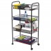 Этажерка (тележка) BRABIX офисно-бытовая 4 яруса, на колесах, металл, черная, 43,5х26х83,5 см, 603753 Этажерка (тележка) BRABIX офисно-бытовая 4 яруса, на колесах, металл, черная, 43,5х26х83,5 см, 603753