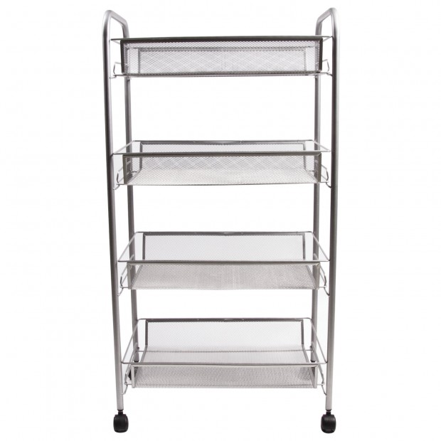 Этажерка (тележка) BRABIX офисно-бытовая 4 яруса, на колесах, металл, серебристая, 43,5х26х83,5 см, 603754 Этажерка (тележка) BRABIX офисно-бытовая 4 яруса, на колесах, металл, серебристая, 43,5х26х83,5 см, 603754