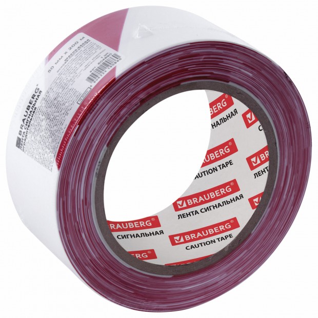 Лента оградительная сигнальная красно-белая, 50 мм х 200 м, BRAUBERG Лента оградительная сигнальная красно-белая, 50 мм х 200 м, BRAUBERG