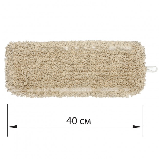 Насадка МОП плоская для швабры/держателя 40 см, уши/карманы (ТИП У/К), нашивной хлопок, LAIMA EXPERT, 605303