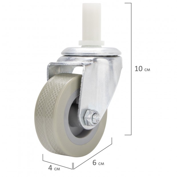 Колеса для уборочной тележки с штоком без резьбы, диаметр 50 мм, КОМПЛЕКТ 4 штуки, BRABIX, 605379 Колеса для уборочной тележки с штоком без резьбы, диаметр 50 мм, КОМПЛЕКТ 4 штуки, BRABIX, 605379