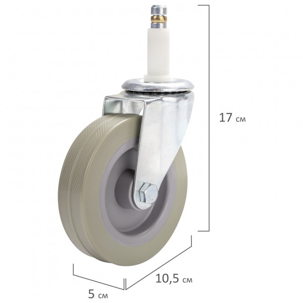 Колеса для уборочной тележки с штоком без резьбы, диаметр 99 мм, КОМПЛЕКТ 4 штуки, BRABIX, 605381 Колеса для уборочной тележки с штоком без резьбы, диаметр 99 мм, КОМПЛЕКТ 4 штуки, BRABIX, 605381