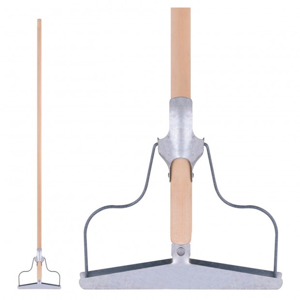 Швабра для пола с металлическим зажимом, деревянный черенок 120 см, рабочая часть 20 см, ШВА 094 Швабра для пола с металлическим зажимом, деревянный черенок 120 см, рабочая часть 20 см, ШВА 094