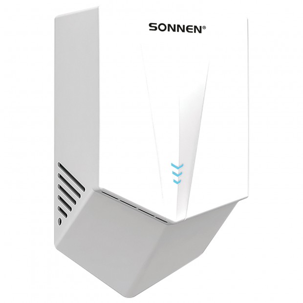Сушилка для рук ВЫСОКОСКОРОСТНАЯ SONNEN K2022B, 1300 Вт, 150 м/с, IPX1, 72 дБ, белая, пластиковый корпус, 607192