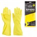 Перчатки МНОГОРАЗОВЫЕ латексные AVIORA, хлопчатобумажное напыление, размер M (средний), желтые, вес 35 г, 402-567