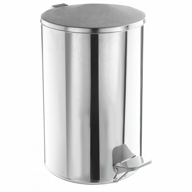 Ведро мусорное с педалью 10 литров, УСИЛЕННОЕ, кольцо под мешок, хром, нержавеющая сталь, ТИТАН