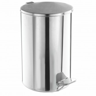 Ведро мусорное с педалью 20 литров, УСИЛЕННОЕ, кольцо под мешок, хром, нержавеющая сталь, ТИТАН Ведро мусорное с педалью 20 литров, УСИЛЕННОЕ, кольцо под мешок, хром, нержавеющая сталь, ТИТАН