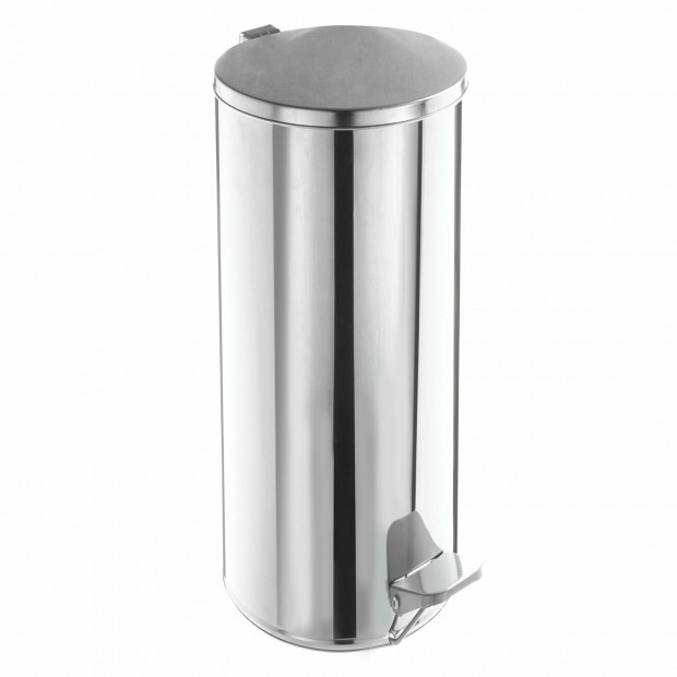 Ведро мусорное с педалью 30 литров, УСИЛЕННОЕ, кольцо под мешок, хром, нержавеющая сталь, ТИТАН Ведро мусорное с педалью 30 литров, УСИЛЕННОЕ, кольцо под мешок, хром, нержавеющая сталь, ТИТАН