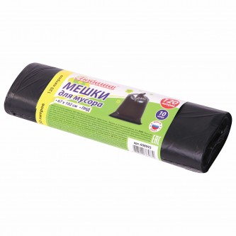 Мешки для мусора 120 л черные, в рулоне 10 шт., ПНД 11 мкм, 67х102 см, ЛЮБАША, 608093 Мешки для мусора 120 л черные, в рулоне 10 шт., ПНД 11 мкм, 67х102 см, ЛЮБАША, 608093