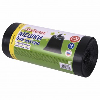 Мешки для мусора 120 л черные, в рулоне 10 шт., ПВД 55 мкм, 68х105 см, ЛЮБАША, 608097 Мешки для мусора 120 л черные, в рулоне 10 шт., ПВД 55 мкм, 68х105 см, ЛЮБАША, 608097