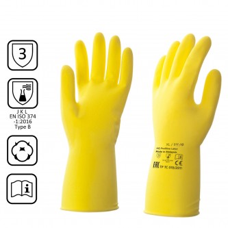 Перчатки латексные КЩС, сверхпрочные, плотные, хлопковое напыление, размер 9,5-10 XL, очень большой, желтые, HQ Profiline, 73590 Перчатки латексные КЩС, сверхпрочные, плотные, хлопковое напыление, размер 9,5-10 XL, очень большой, желтые, HQ Profiline, 73590