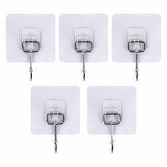 Крючки самоклеящиеся универсальные 7х7 см, КОМПЛЕКТ 5 шт., сталь + ПВХ, LAIMA Home, 608790