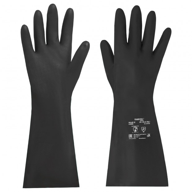 Перчатки латексные КЩС-2 STRONG химически устойчивые, тактильные, цвет чёрный, размер 10-10,5 (XL), RABBITEX EXPERT, 609269 Перчатки латексные КЩС-2 STRONG химически устойчивые, тактильные, цвет чёрный, размер 10-10,5 (XL), RABBITEX EXPERT, 609269