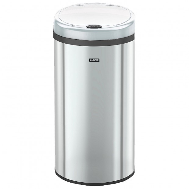 Ведро для мусора СЕНСОРНОЕ 12 л, нержавеющая сталь, зеркальная крышка, питание от 4-х батареек AA (не входят в комплект), LAIMA, 609327