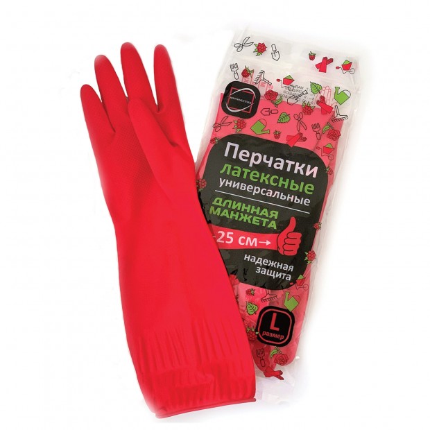 Перчатки МНОГОРАЗОВЫЕ латексные ДЛИННАЯ МАНЖЕТА 25 см КРАСНЫЕ, размер L (большой), вес 90 г, КП, 133333 Перчатки МНОГОРАЗОВЫЕ латексные ДЛИННАЯ МАНЖЕТА 25 см КРАСНЫЕ, размер L (большой), вес 90 г, КП, 133333
