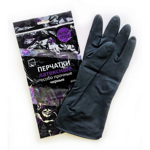 Перчатки МНОГОРАЗОВЫЕ латексные с хлопковым волокном Japan Style ЧЕРНЫЕ, размер L (большой), вес 63 г, КП, 139593 Перчатки МНОГОРАЗОВЫЕ латексные с хлопковым волокном Japan Style ЧЕРНЫЕ, размер L (большой), вес 63 г, КП, 139593